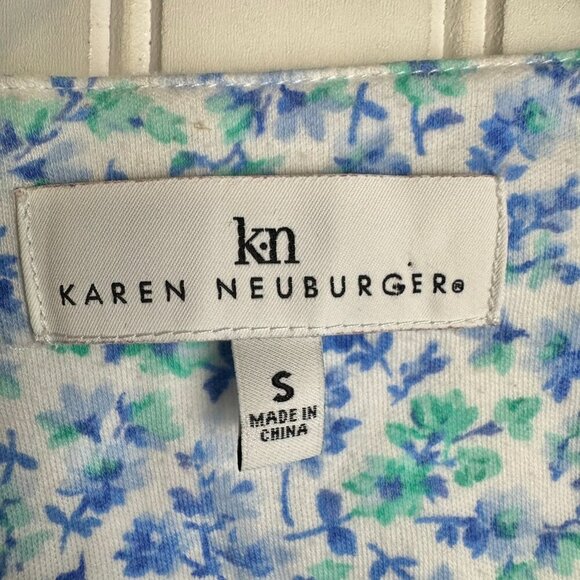 Karen Neuburger blue floral short sleeve pajama set size small O8 - Picture 2 of 7